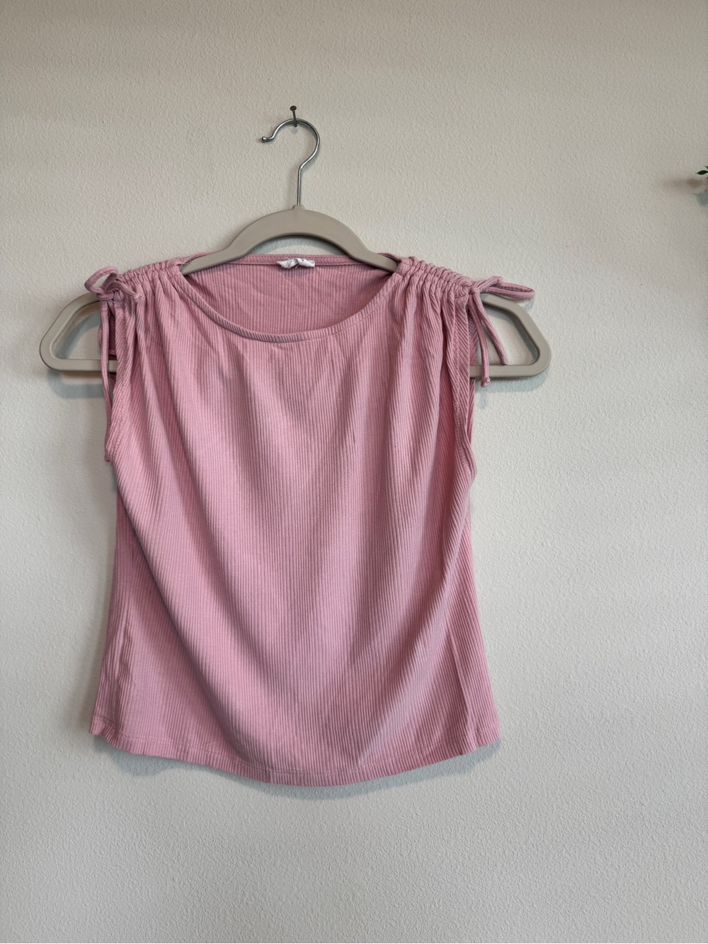 Cotton On Dusty Pink Tie-Shoulder Ribbed Crop Top